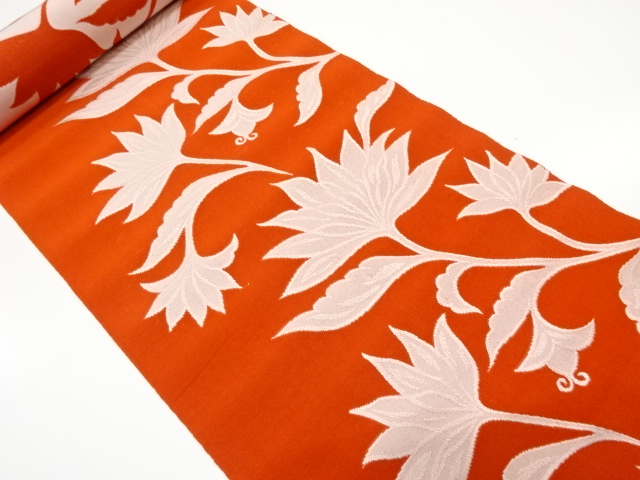 JAPANESE KIMONO / ANTIQUE BOLT FOR HASSUN OBI / WOVEN FLOWER